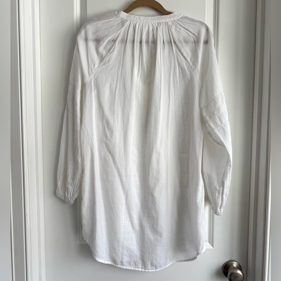 New H&M White Cotton Boho Tunic Top Beach Coverup Boho V-Neck Peasant Blouse XS - Picture 8 of 9